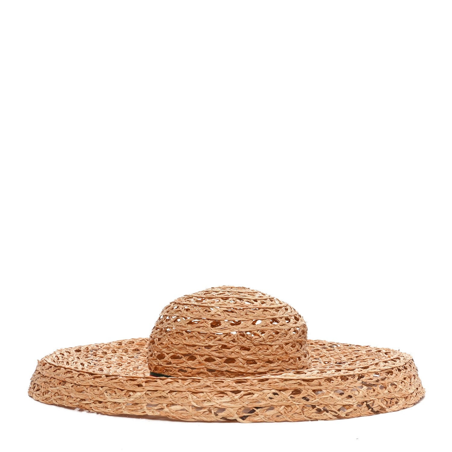 Straw Grosgrain Wide Brim Hat M Gold