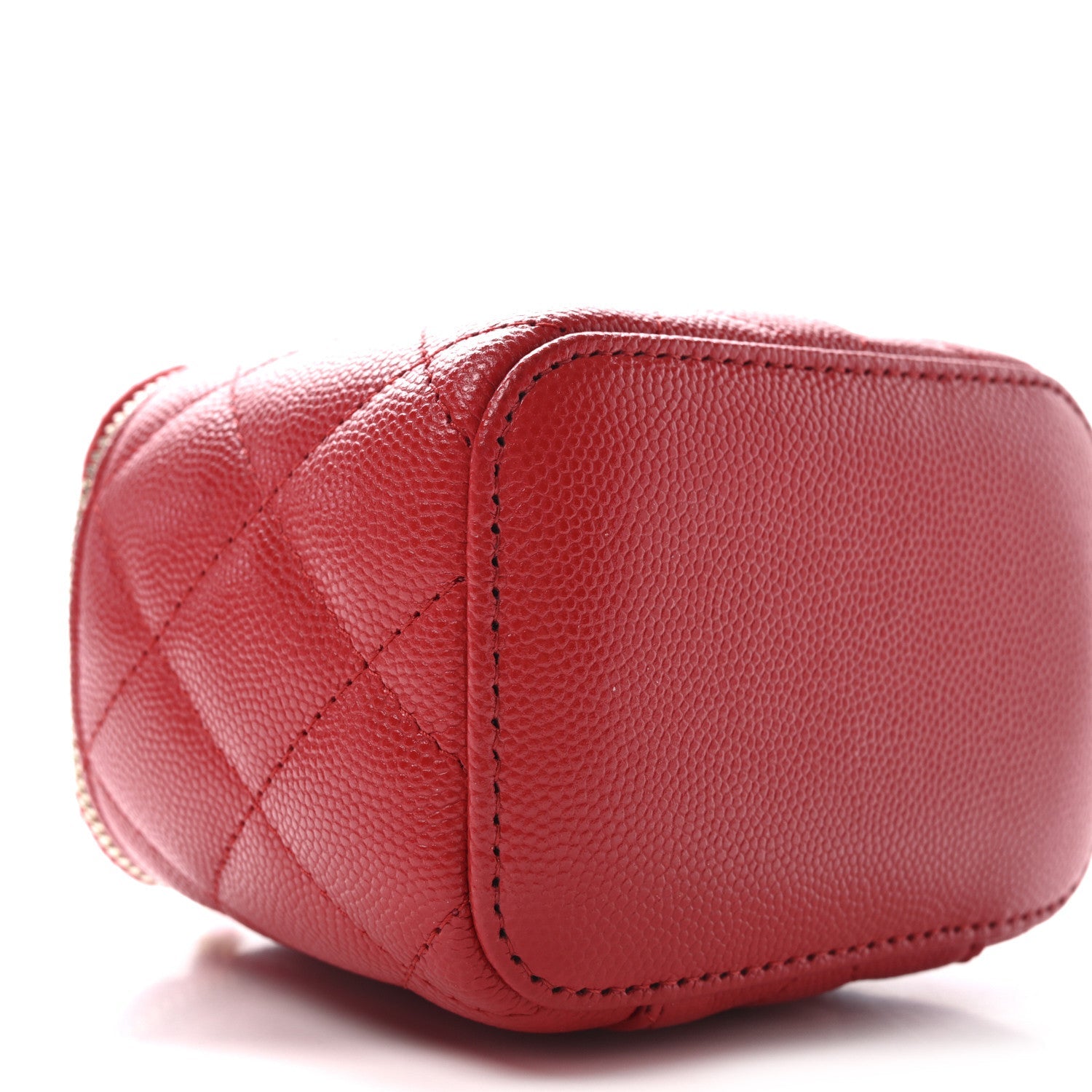 Caviar Quilted Mini Vanity Case With Chain Red
