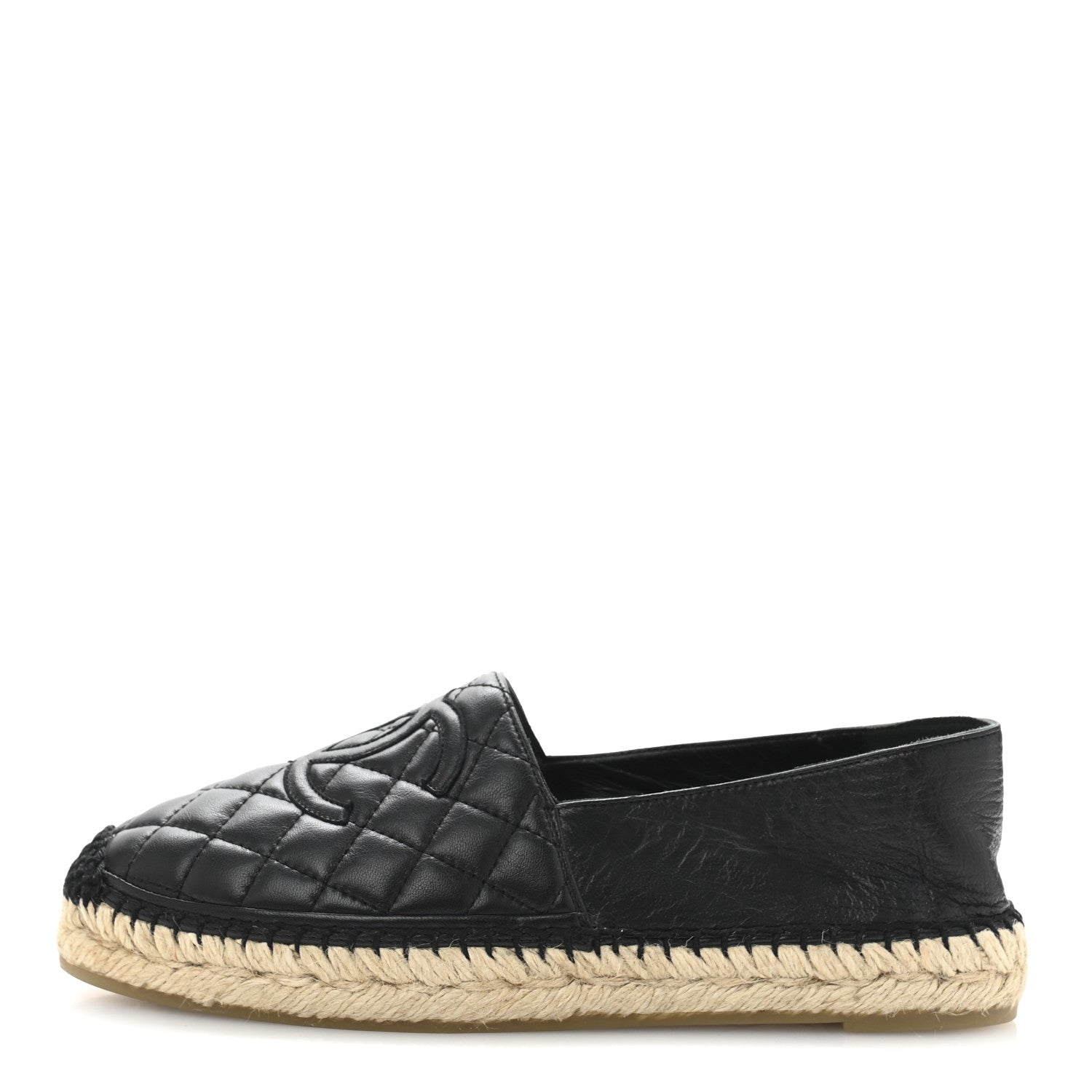 Lambskin Quilted CC Espadrilles 38 Black