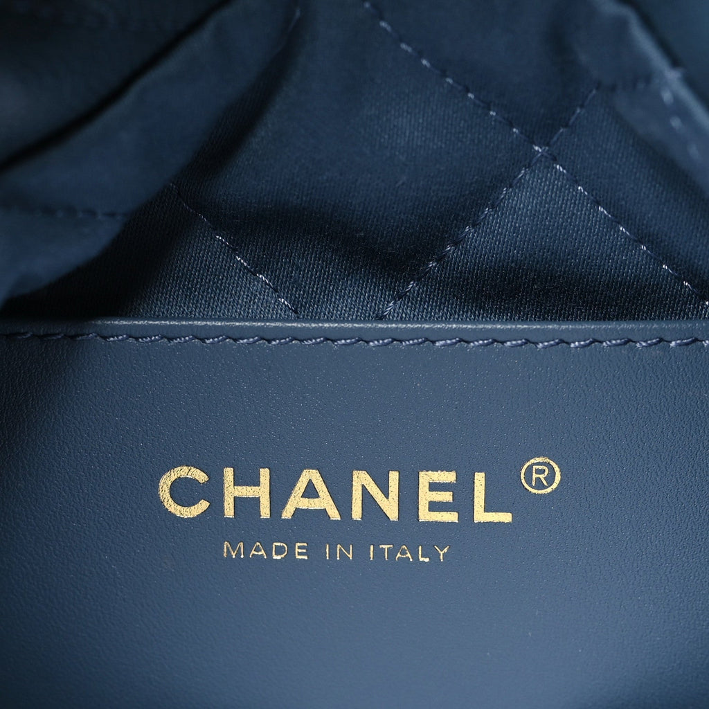 Shiny Caviar Quilted Monochrome Mini Chanel 22 Blue