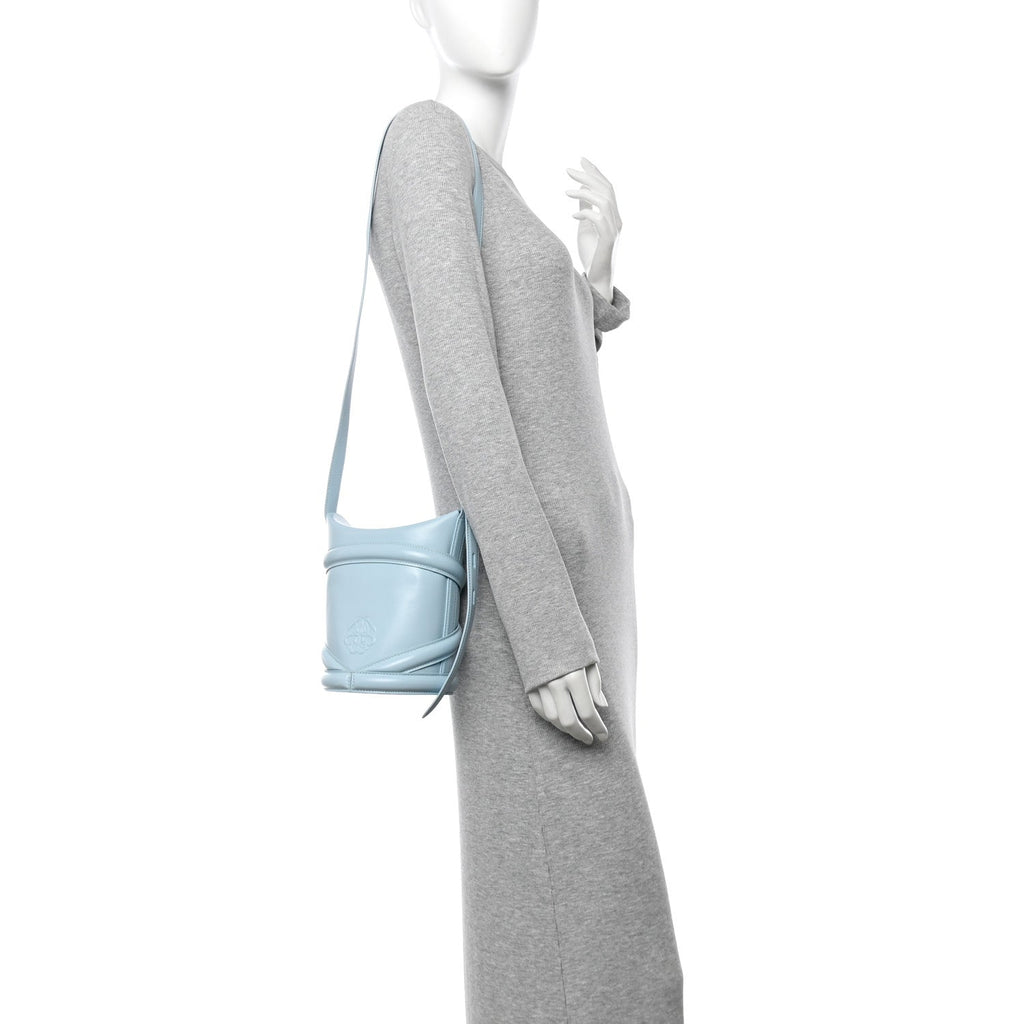 Calfskin Mini Curve Bucket Bag Pale Blue