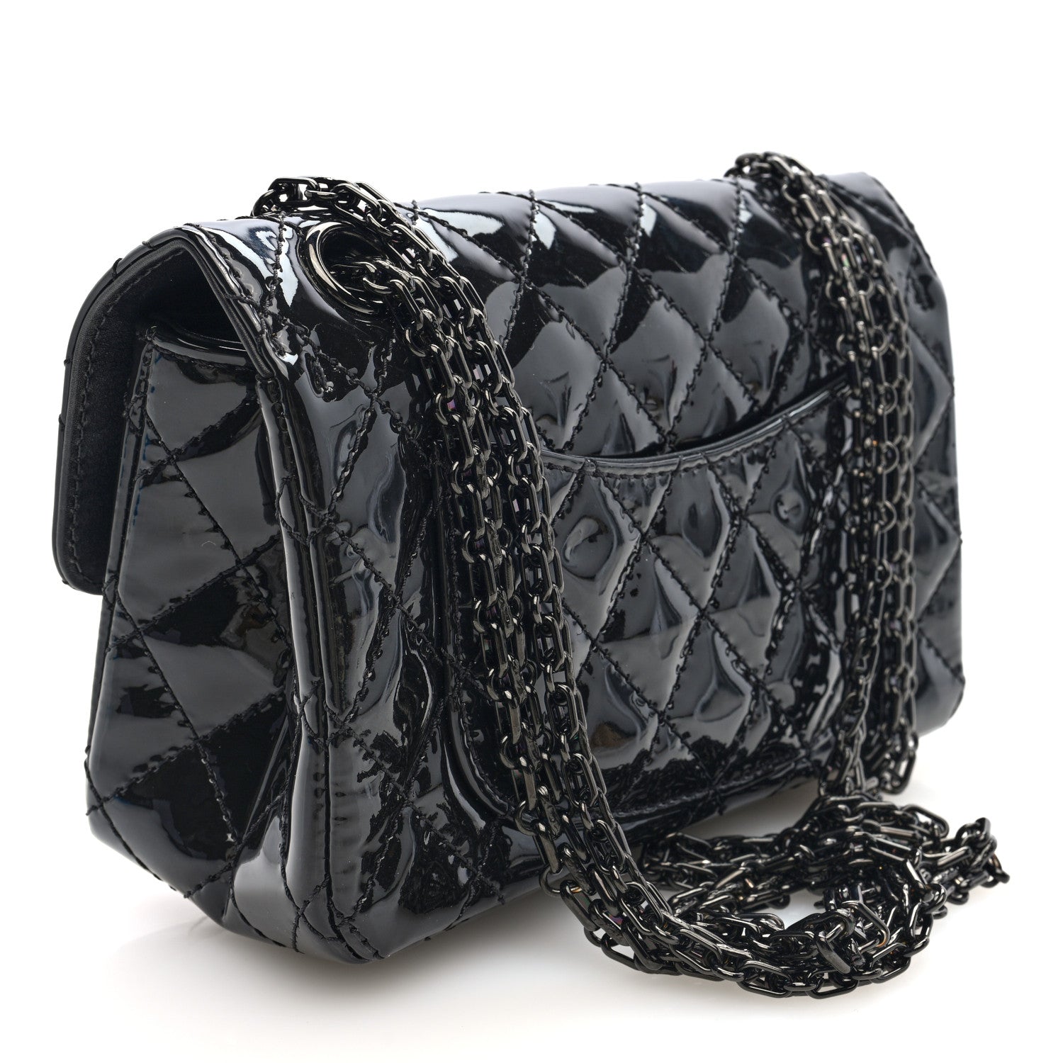 Patent Calfskin Quilted 2.55 Reissue Mini Flap So Black