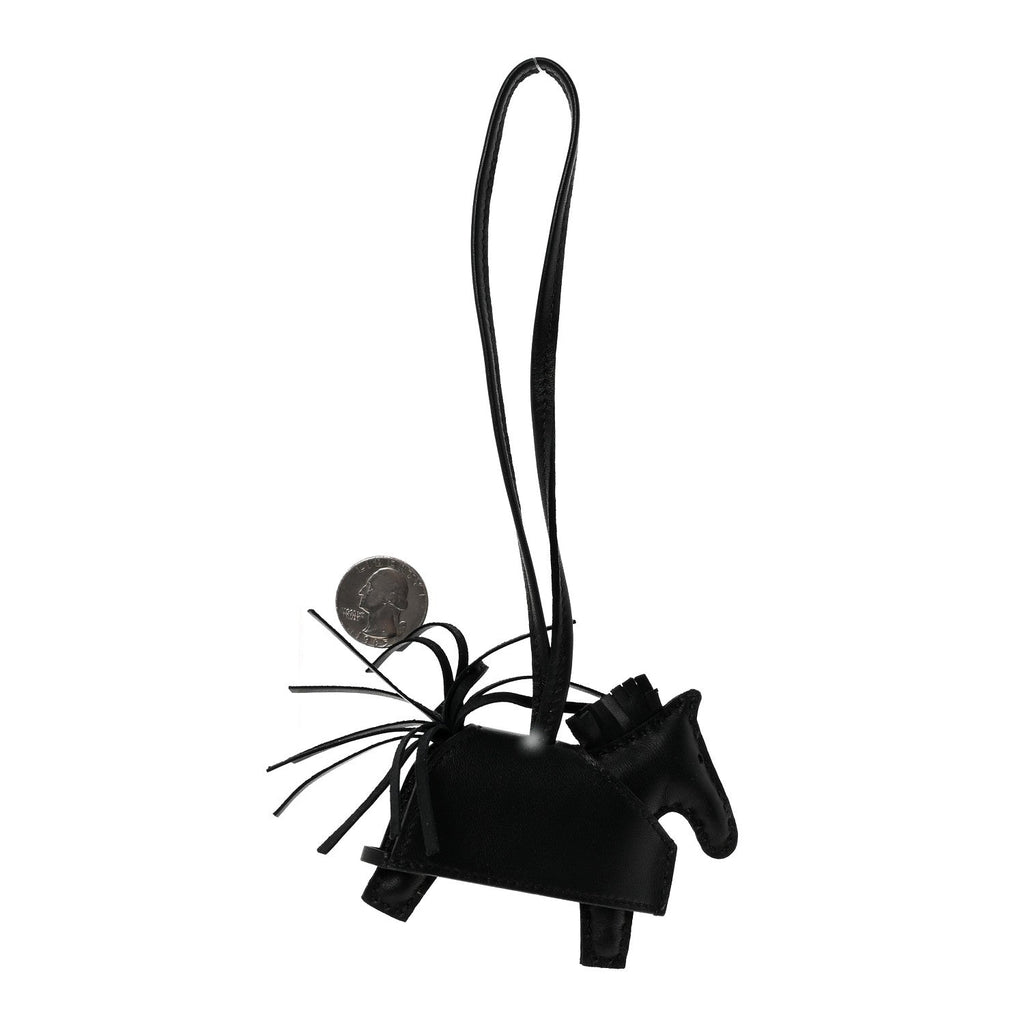 Milo Lambskin Studded Grigri Rodeo Robeo Rock Horse Bag Charm PM Black