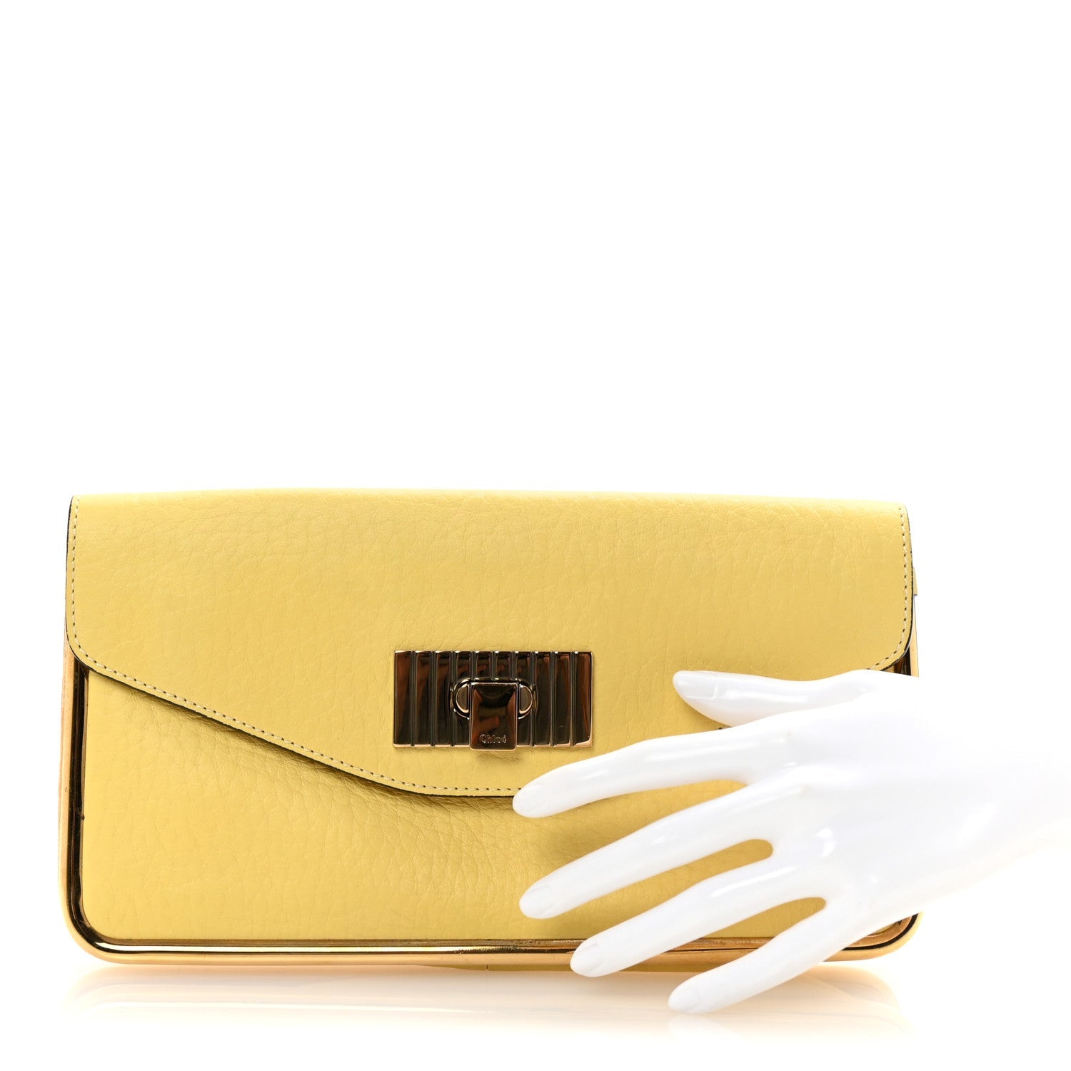 Grained Calfskin Sally Clutch Yellow