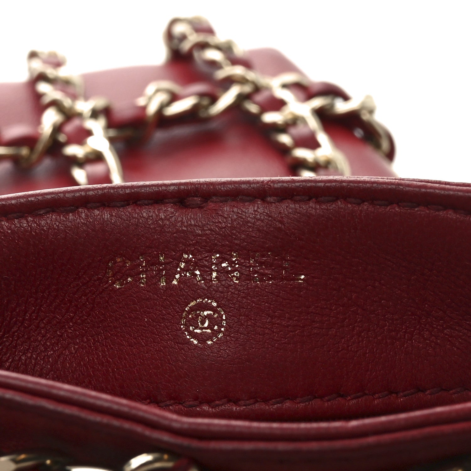 Lambskin Tech Me Out Clutch With Chain Red
