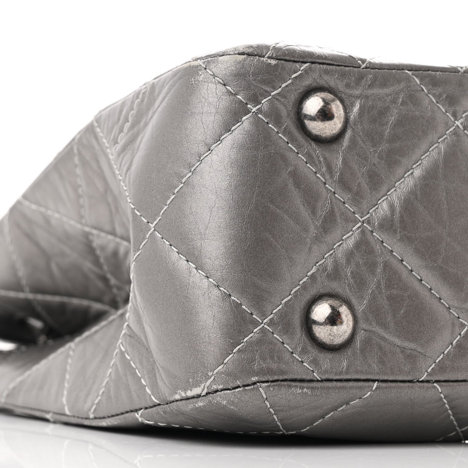 Metallic Aged Calfskin Reissue 2.55 Tote Silver