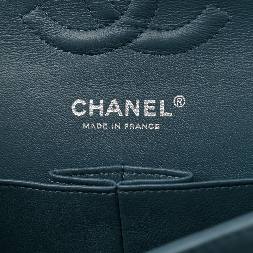 Lambskin Quilted Medium Double Flap Blue