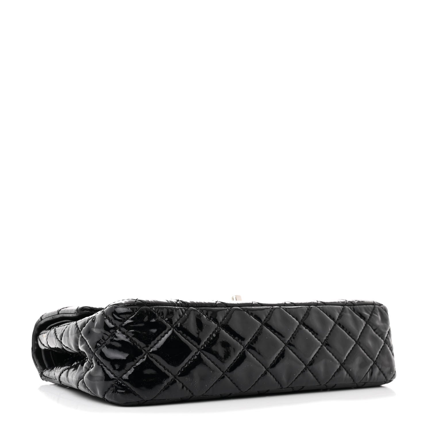 Patent Quilted Medium Double Flap Black