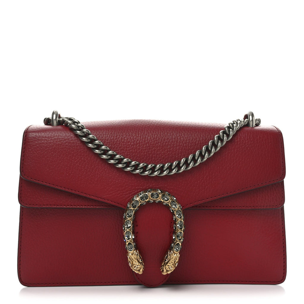 Dollar Calfskin Swarovski Crystal Small Dionysus Shoulder Bag Hibiscus Red