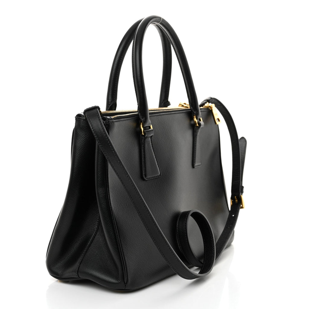 Saffiano Small Galleria Double Zip Tote Black