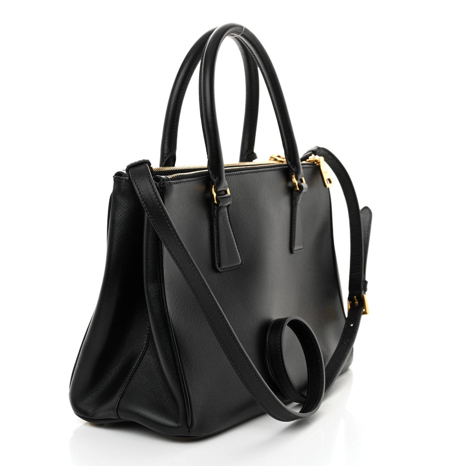 Saffiano Small Galleria Double Zip Tote Black