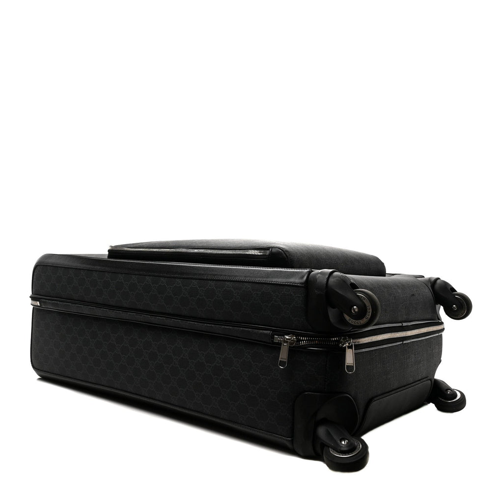 GG Supreme Monogram Large Four Wheel Suitcase Black Grey
