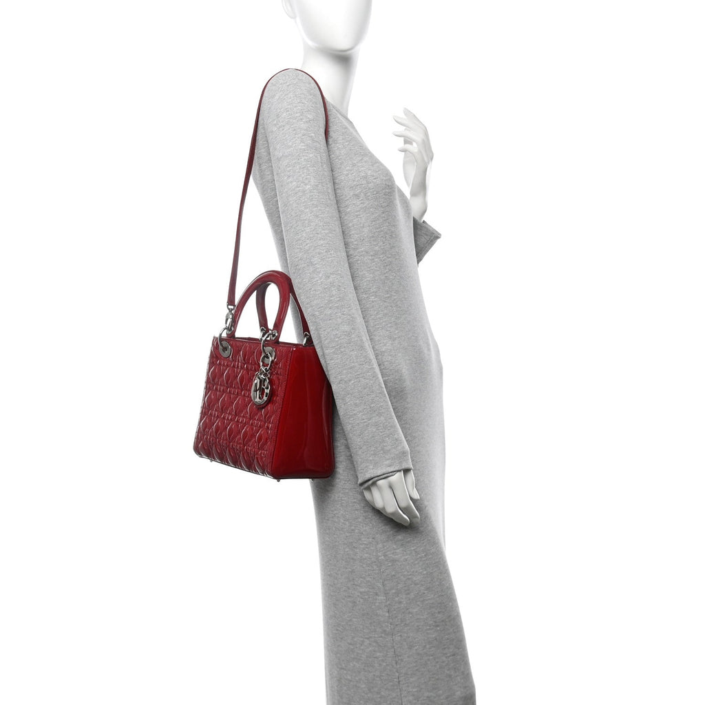 Patent Cannage Medium Lady Dior Red