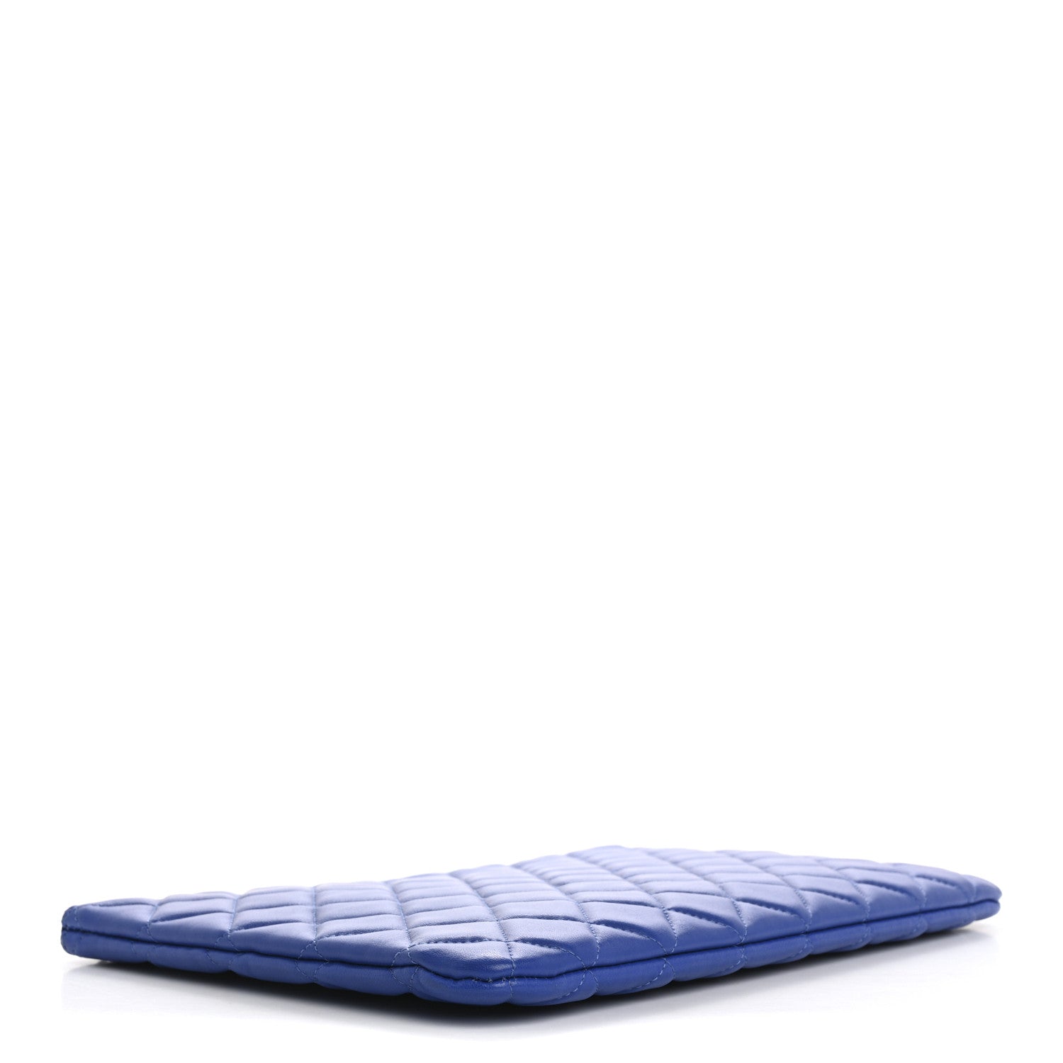 Lambskin Quilted Medium Cosmetic Case Blue