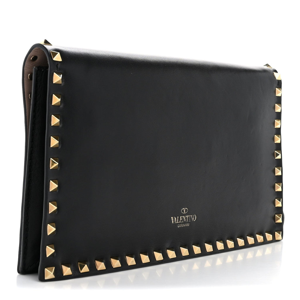 Nappa Rockstud Wristlet Clutch Black