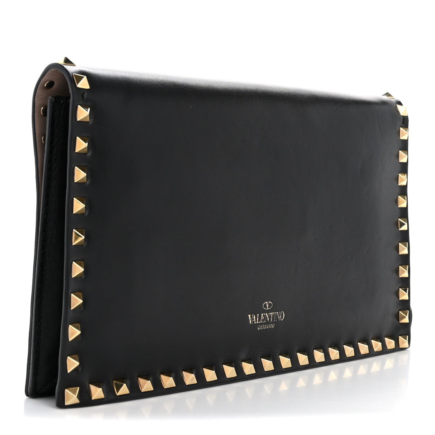Nappa Rockstud Wristlet Clutch Black