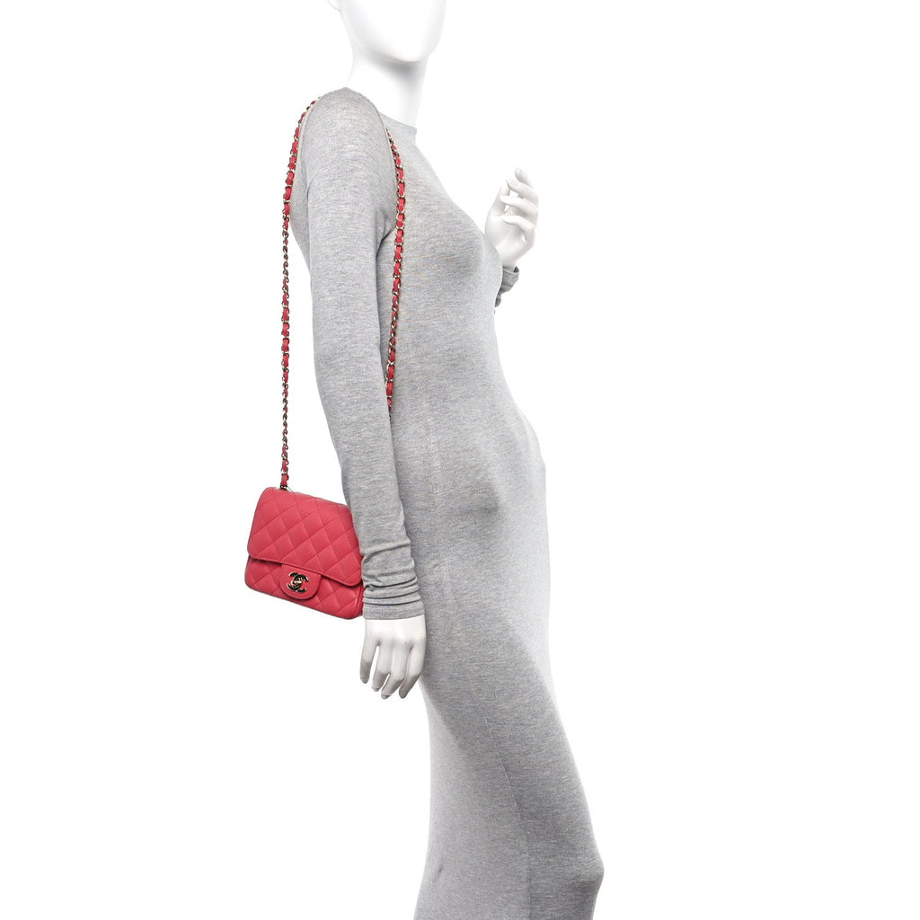 Caviar Quilted Mini Square Flap Pink