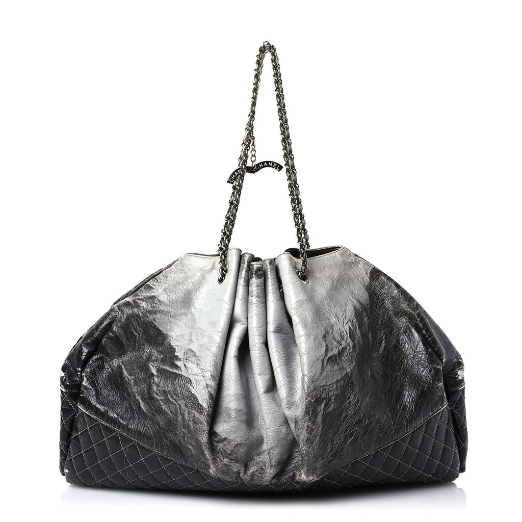 Vinyl Quilted Melrose Degrade Tote Black
