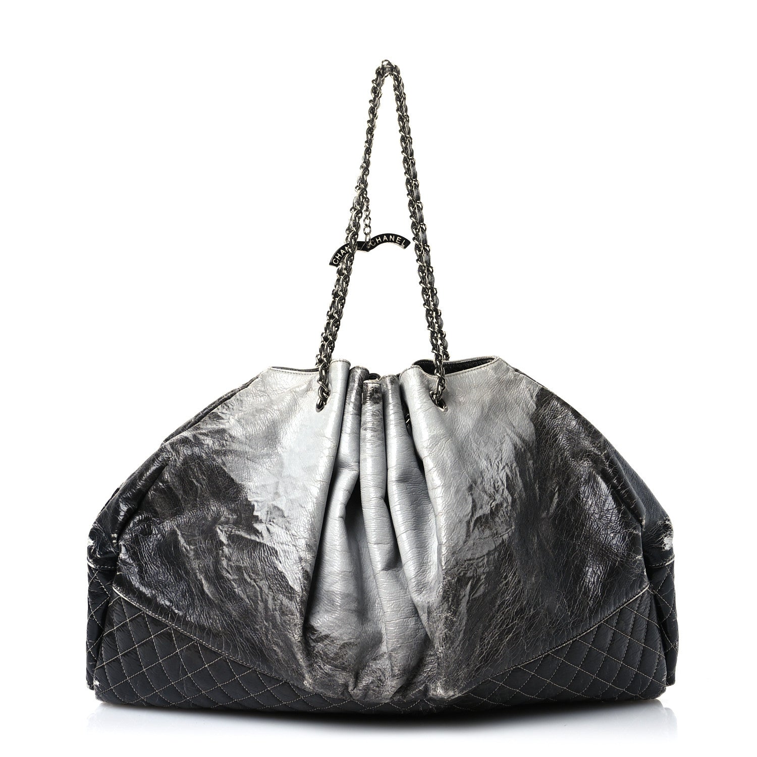 Vinyl Quilted Melrose Degrade Tote Black