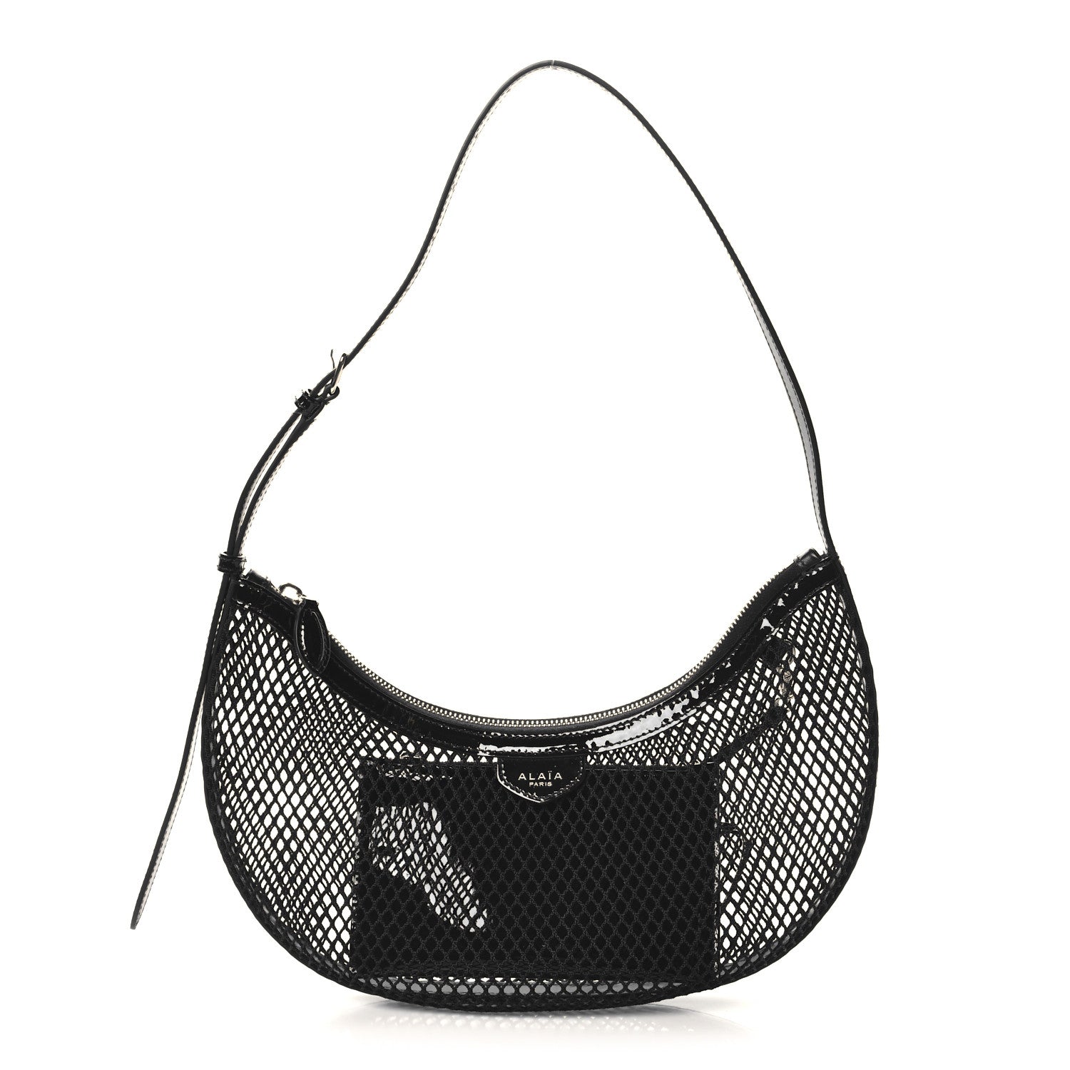 Net Patent Calfskin One Piece Demi Lune Black