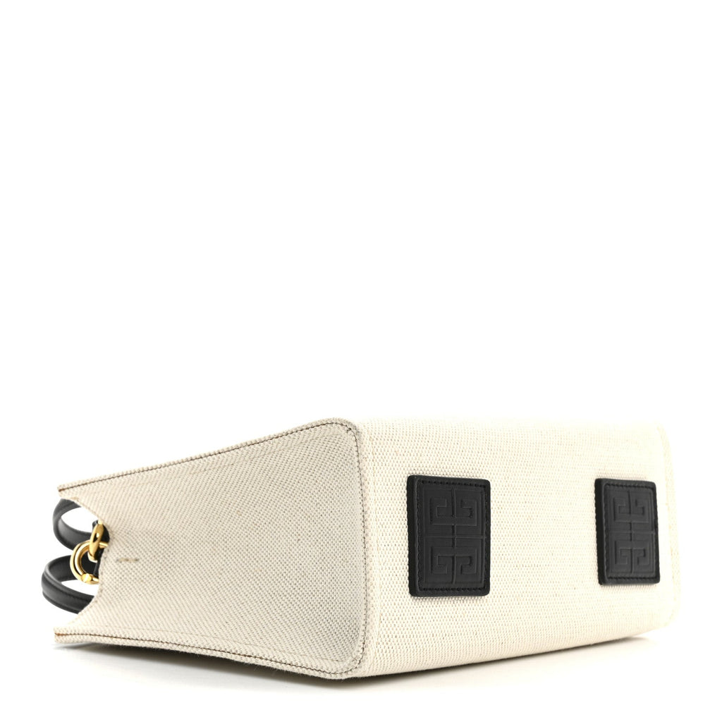 Canvas Mini Bond Shopper 4G Tote White Black