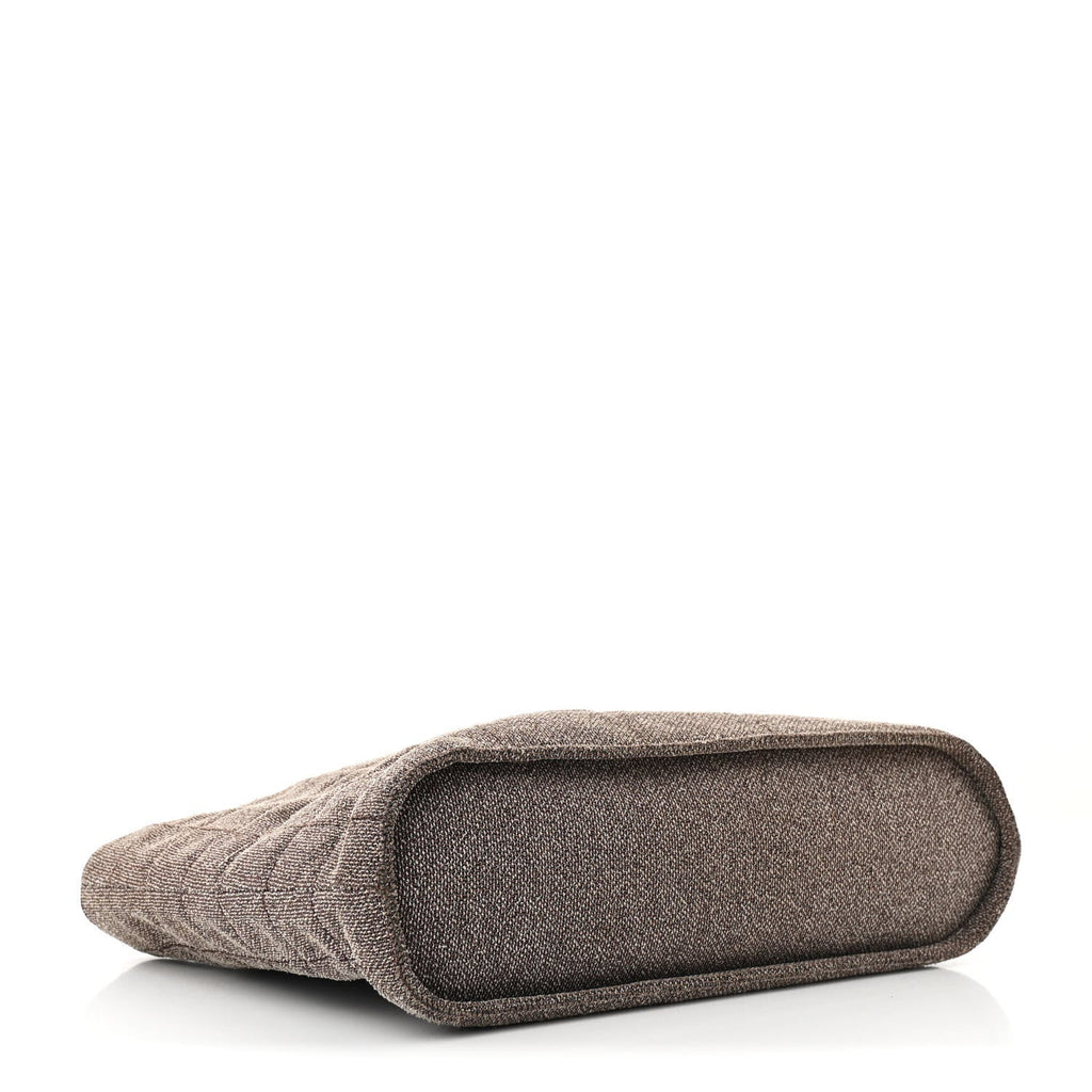 Tweed Quilted Chocolate Bar Tote Beige