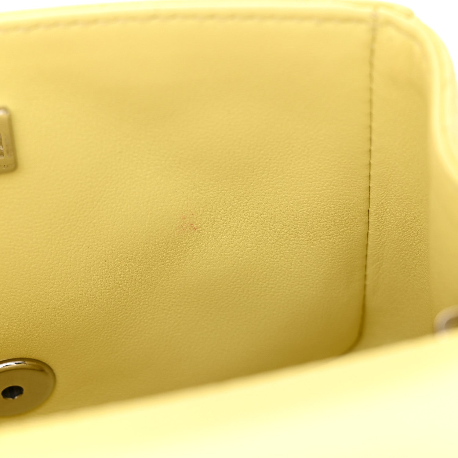 Lambskin Quilted Mini Square Flap Light Yellow