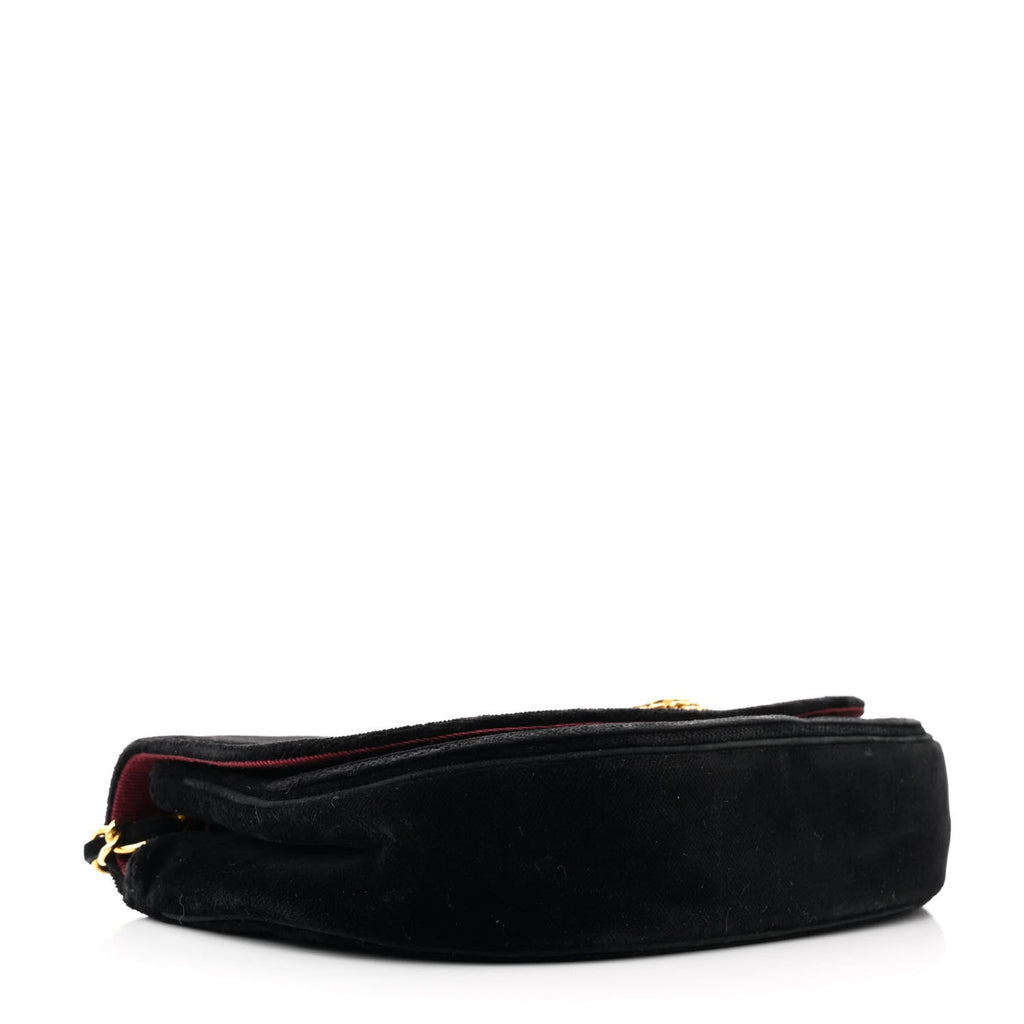 Velvet Horizontal Quilted Small Single Flap Black