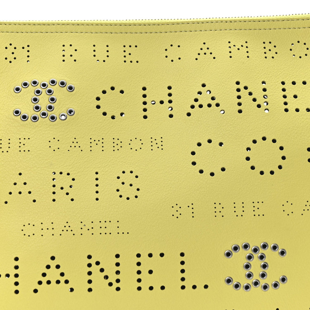 Calfskin Eyelets Clutch Yellow