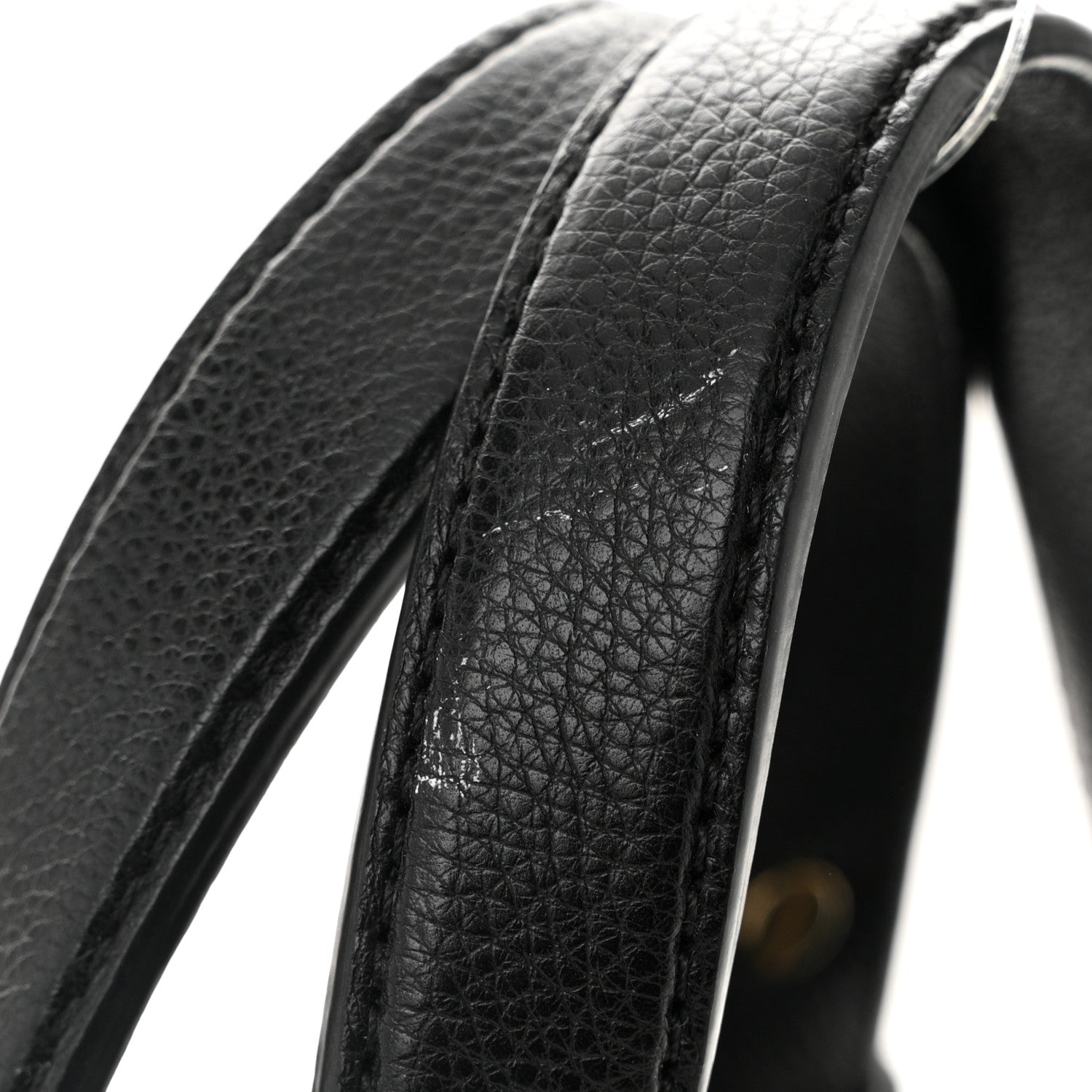 Grained Calfskin Stitched Mini Label  Shopper Tote Black
