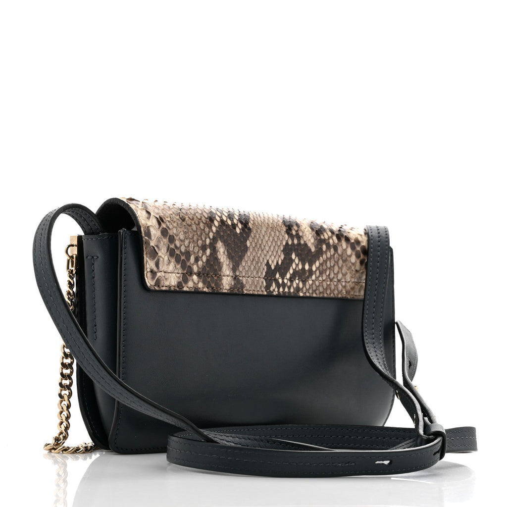 Snakeskin Calfskin Small Faye Shoulder Bag Blue