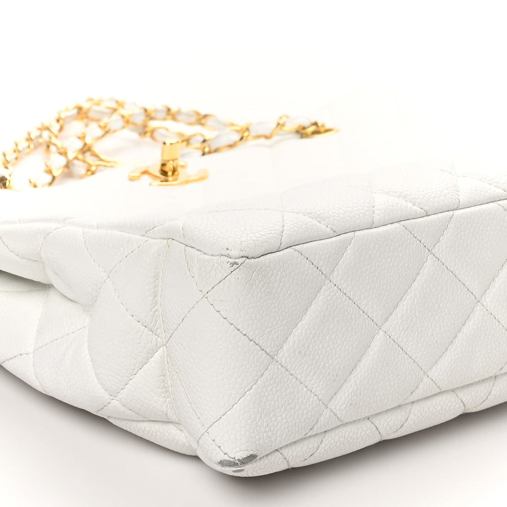 Caviar Quilted Shopper Tote White