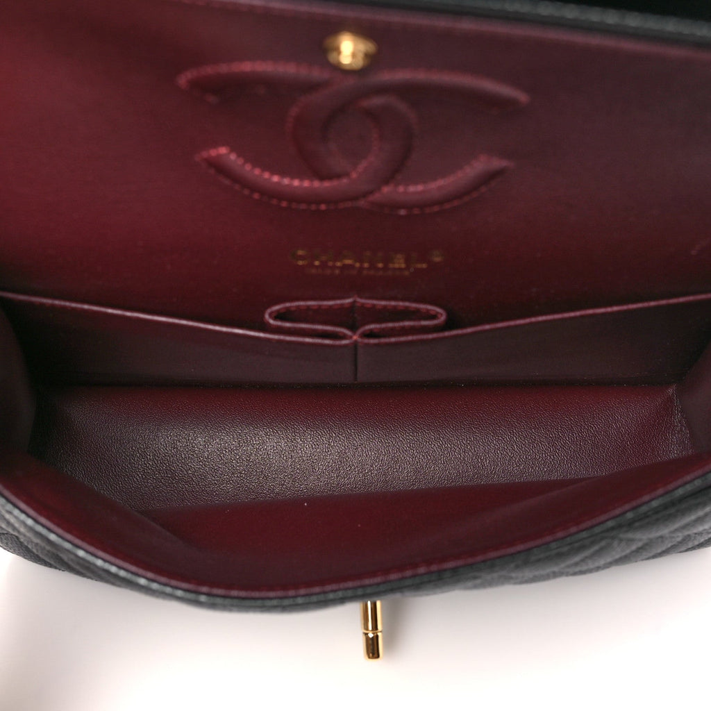 Caviar Quilted Small Double Flap Black