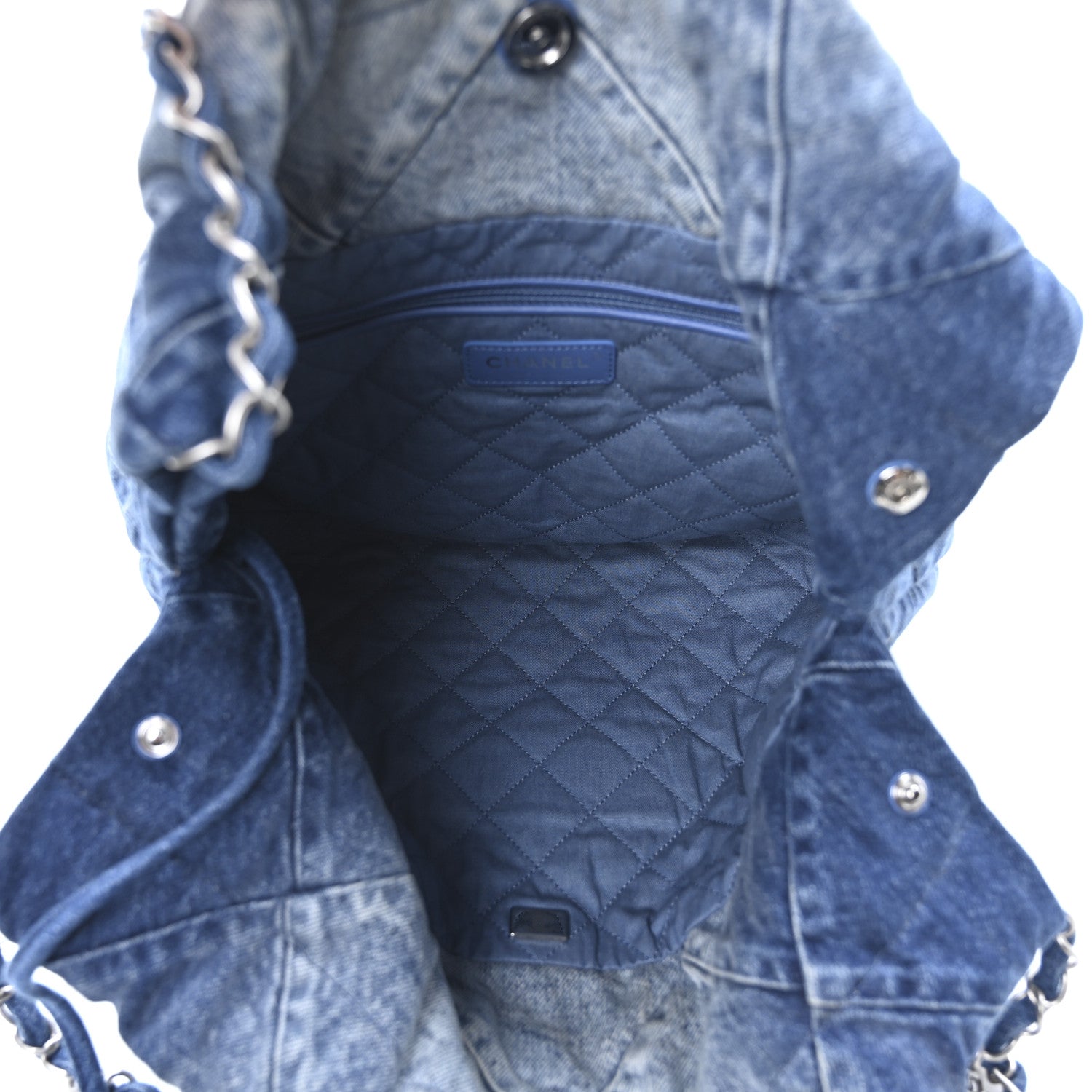 Denim Quilted Small Chanel 22 Blue