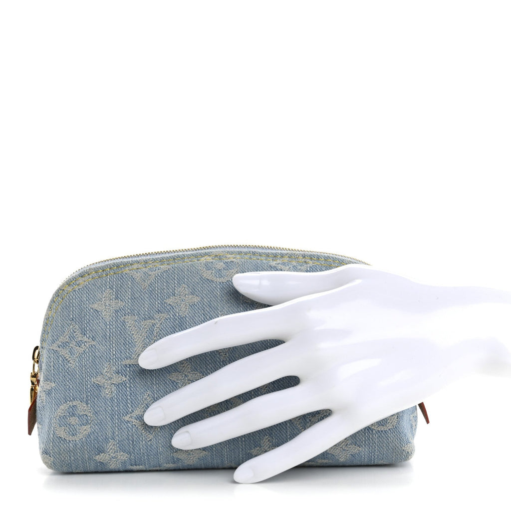 Denim Monogram Pochette Cosmetique PM Sky Blue