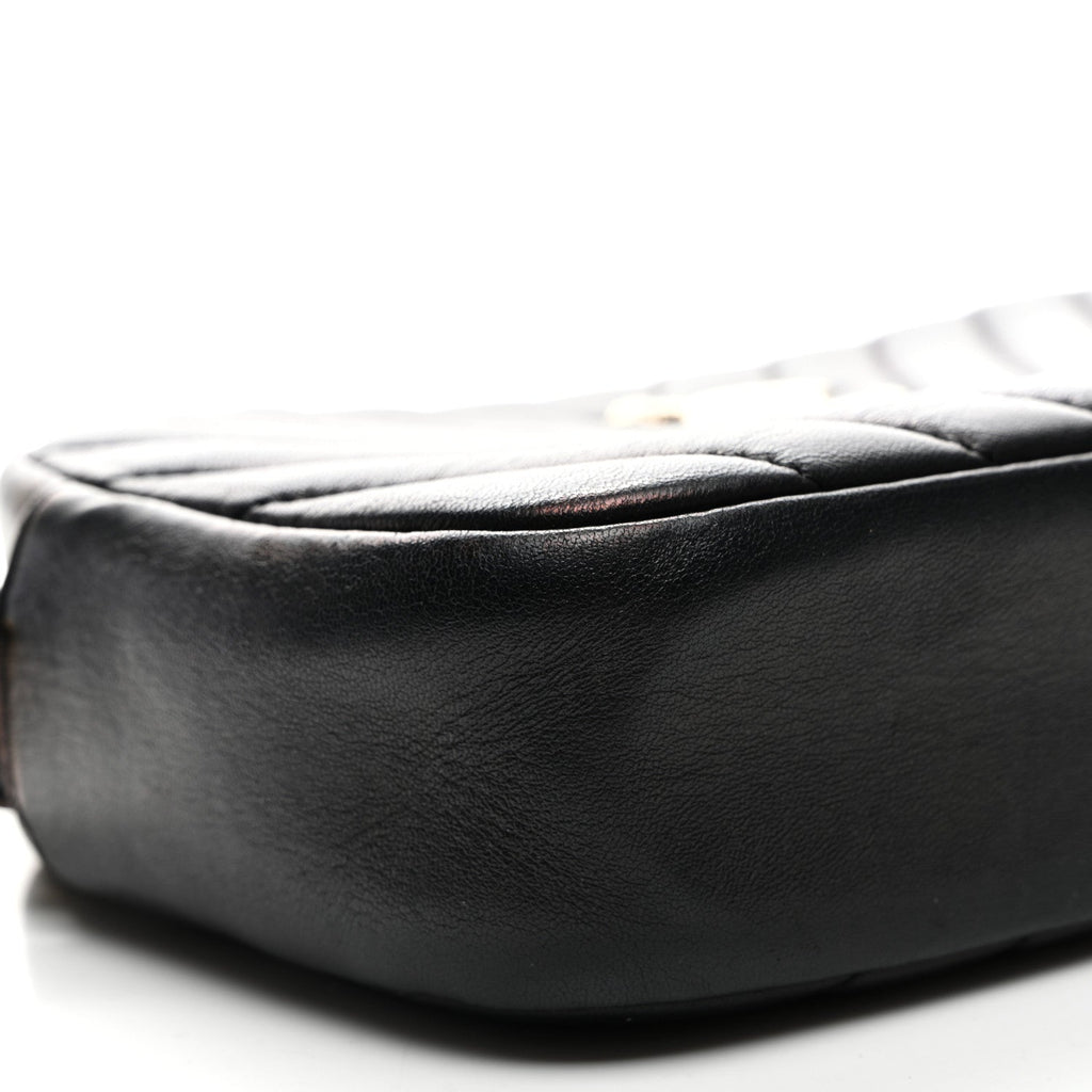 Lambskin Chevron Quilted Camera Case Black