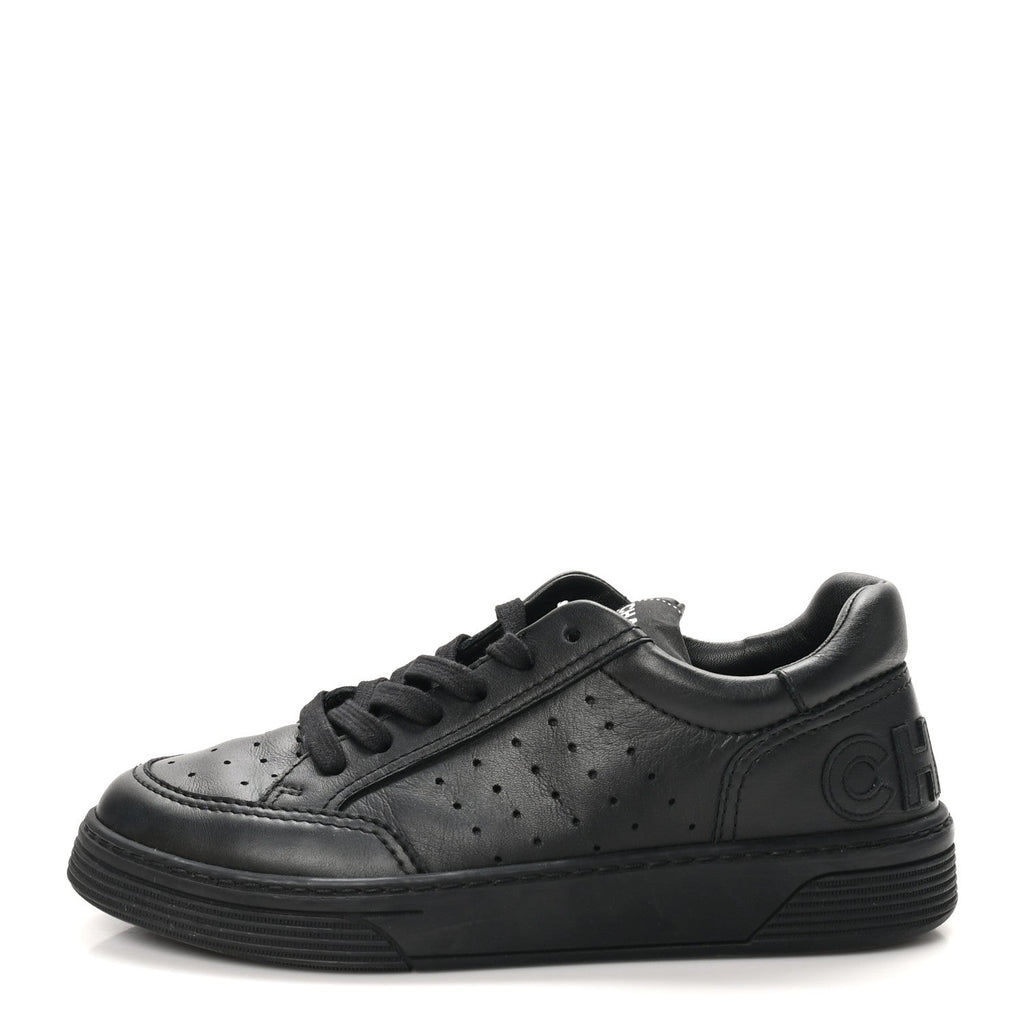 Calfskin CC Womens Sneakers 37.5 Black
