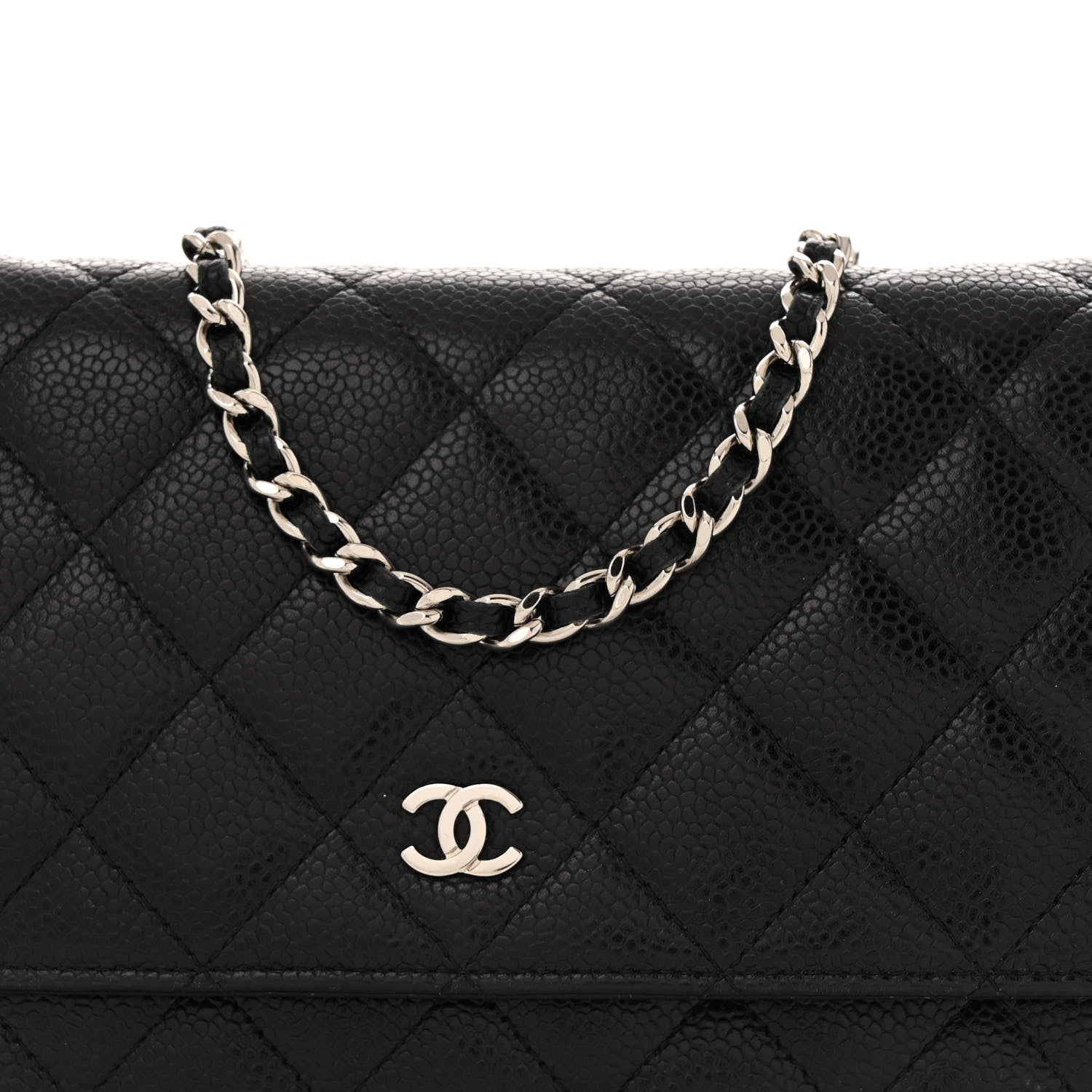 Caviar Quilted Wallet on Chain WOC Black