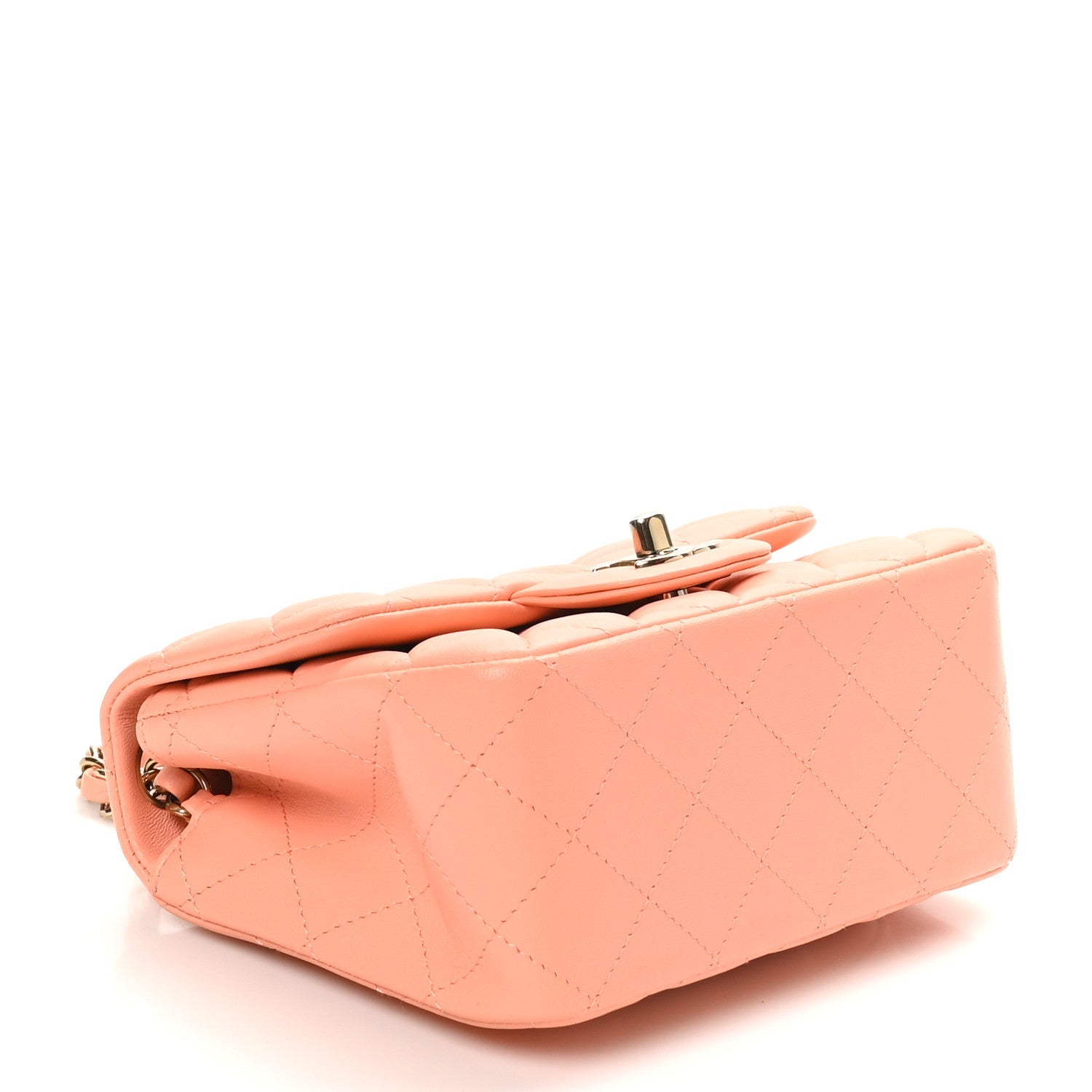 Lambskin Quilted Mini Square Flap Light Orange
