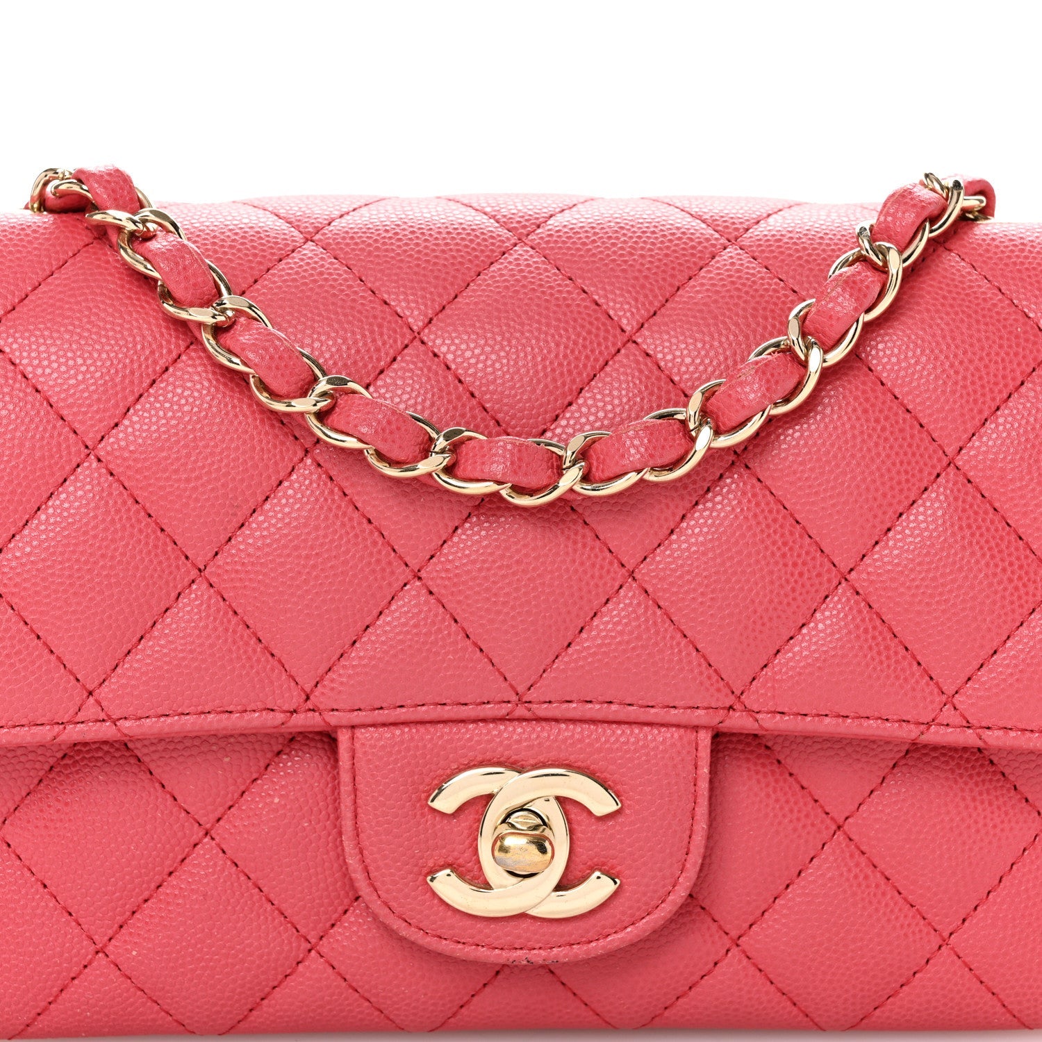 Caviar Quilted Mini Rectangular Flap Dark Pink