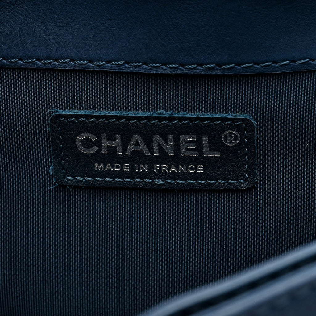 Calfskin Medium Boy Reverso Flap Blue