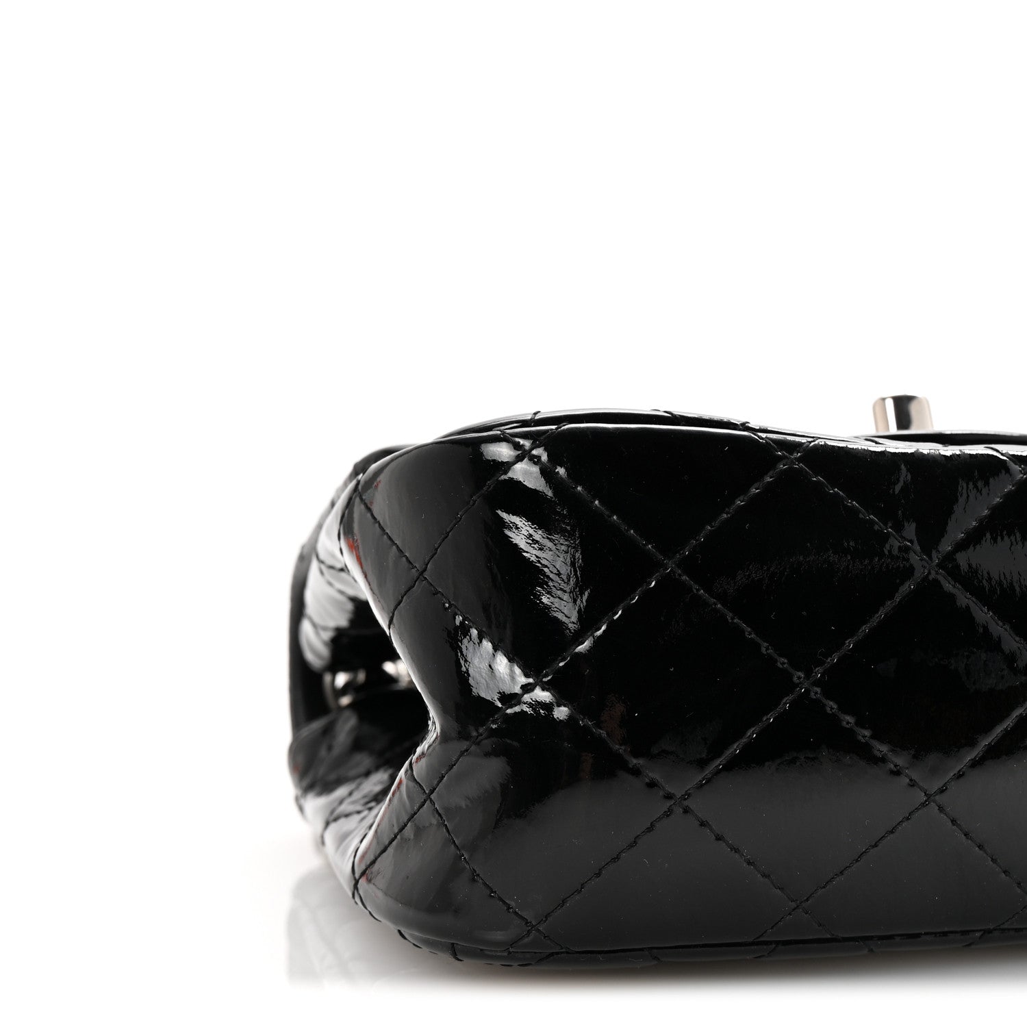 Patent Calfskin Quilted Mini Square Flap Black