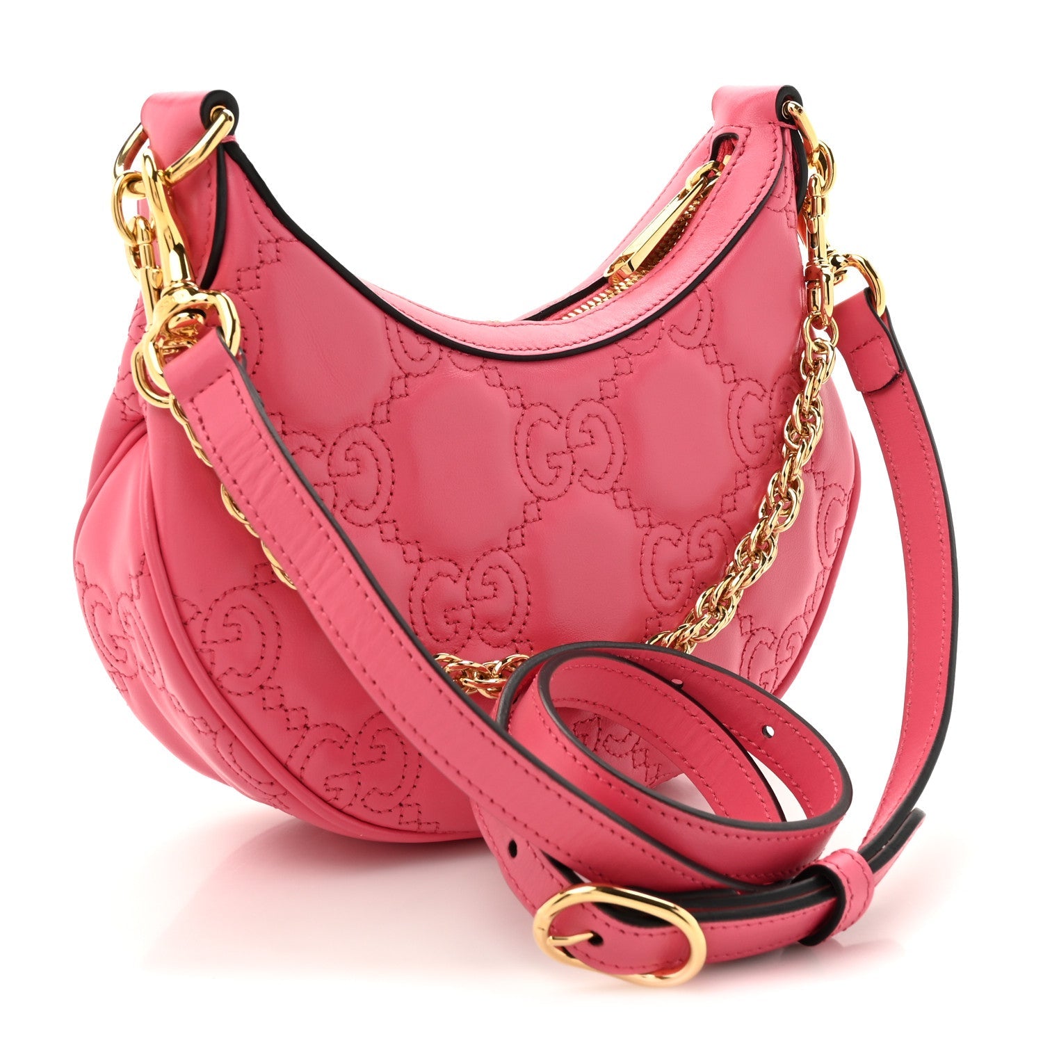 Calfskin GG Matelasse Mini Hobo Shoulder Bag Pink