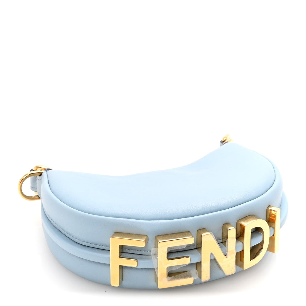Vitello Grace Matte Nano Fendigraphy Hobo Charm Azzurro Baby