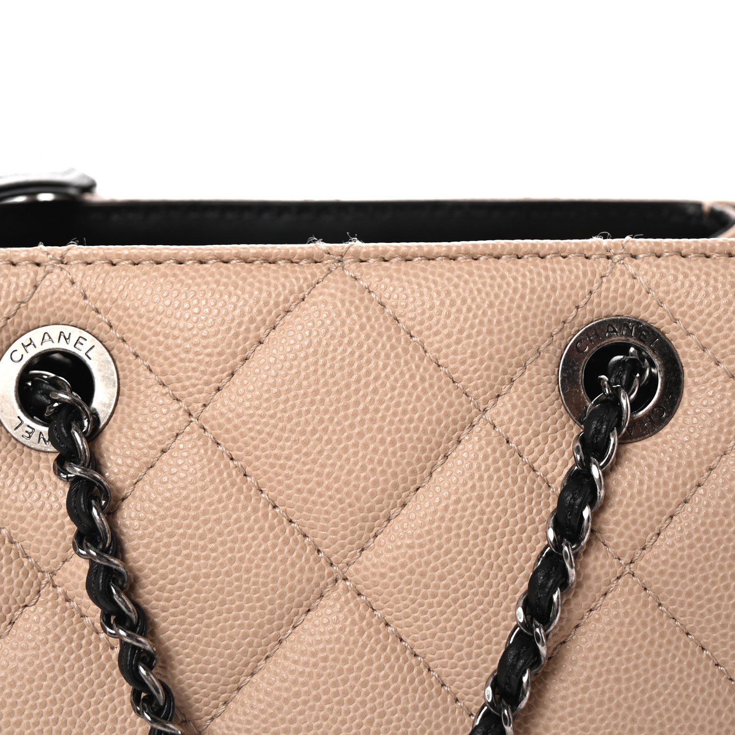 Caviar Quilted Small CC Bucket Bag Beige