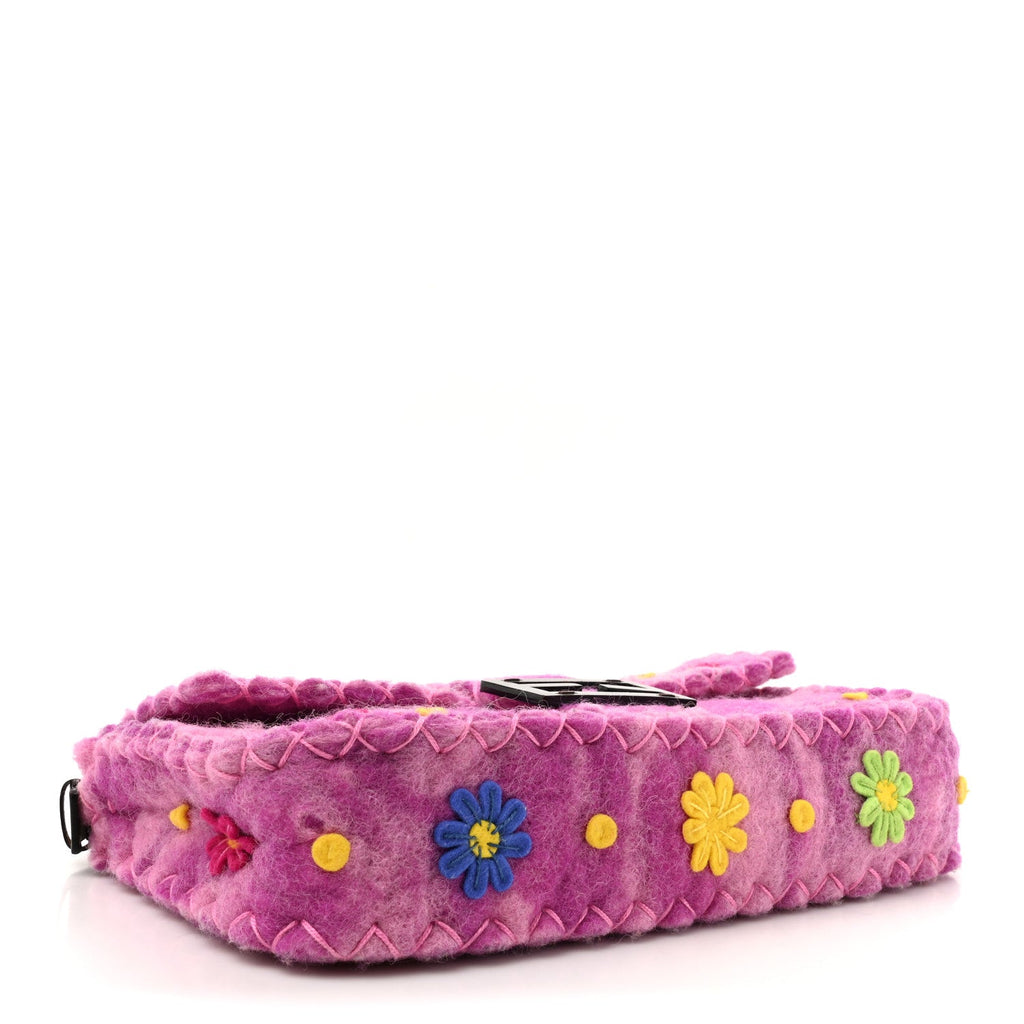 Felt Flower Applique Baguette Pink Multicolor