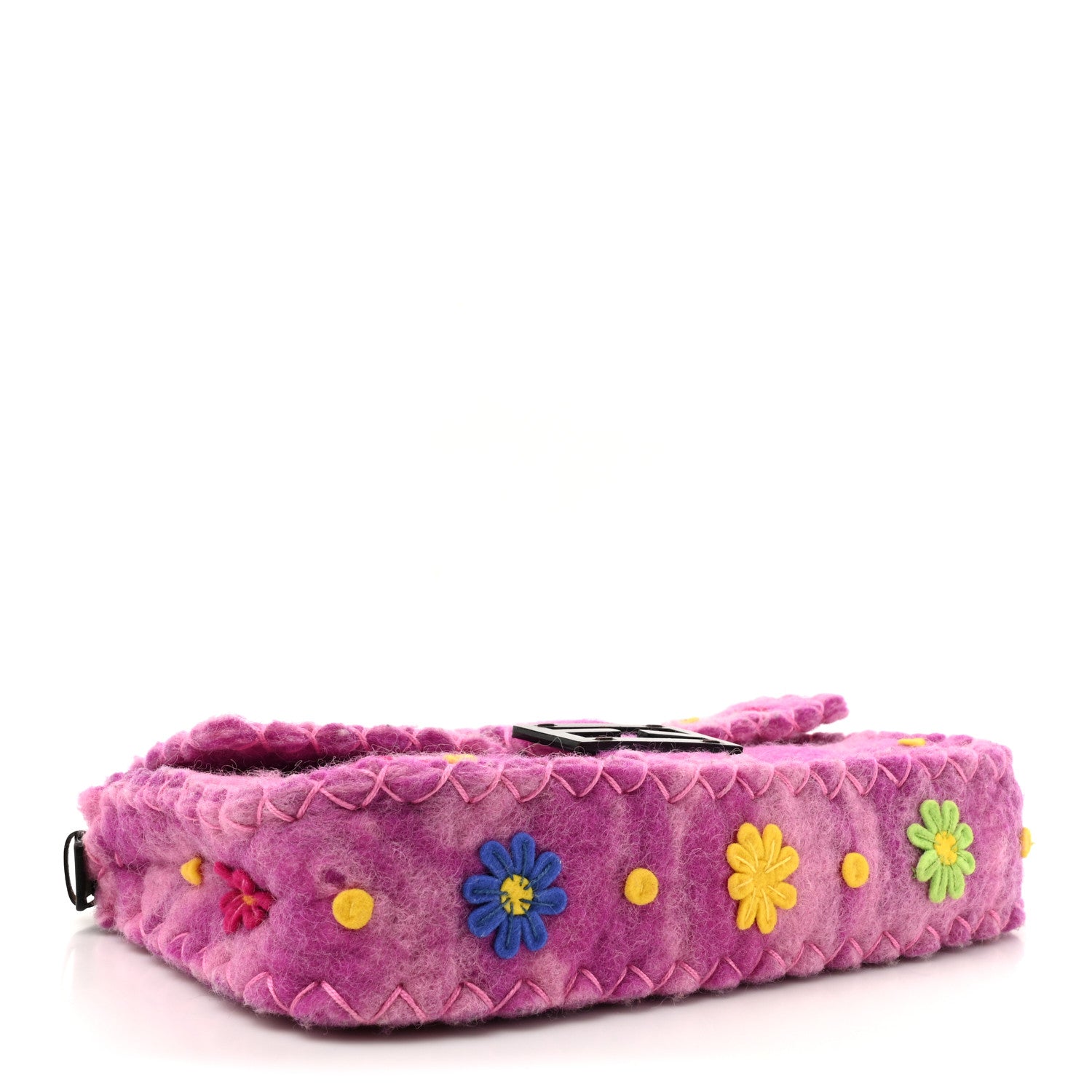 Felt Flower Applique Baguette Pink Multicolor
