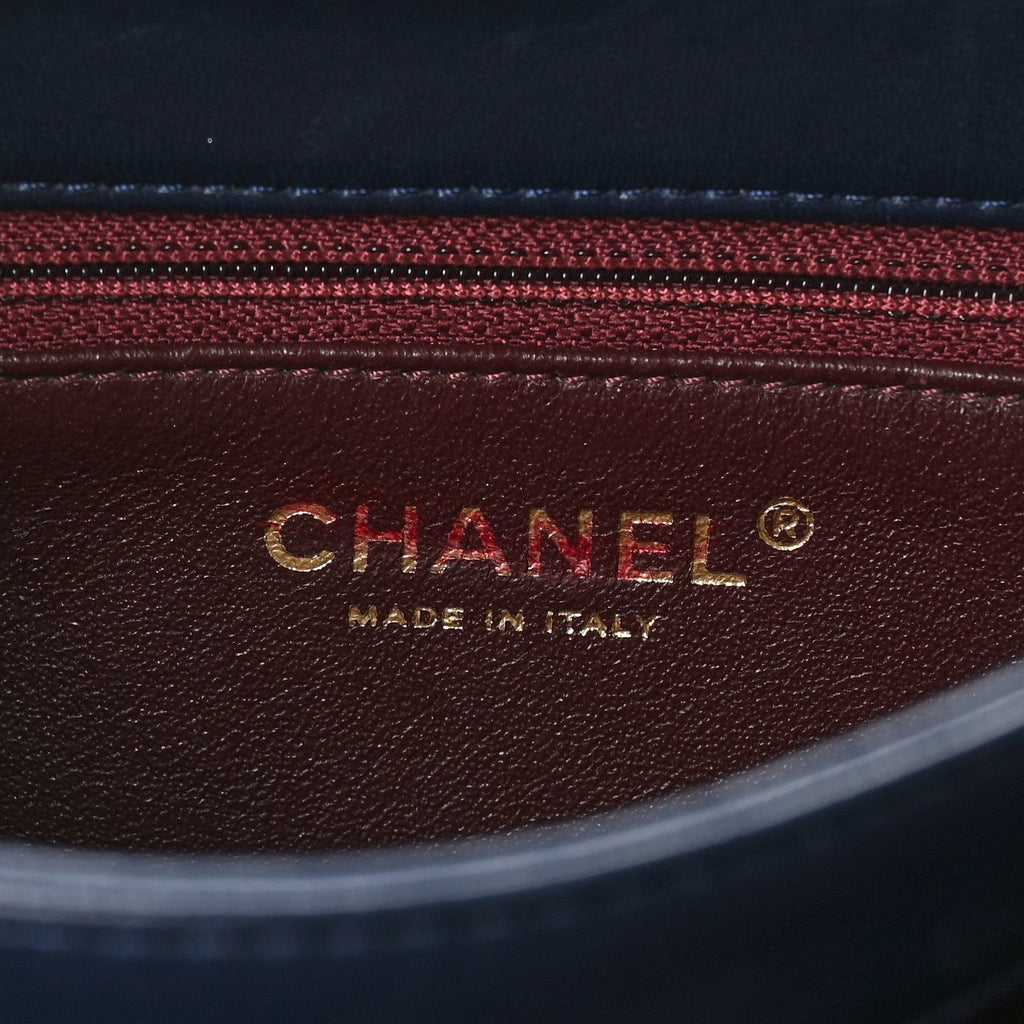 Lambskin Quilted Medium Trendy CC Flap Navy Blue