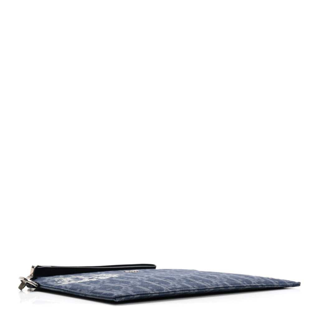 x Denim Tears A5 Oblique Flat Pouch Wristlet Blue