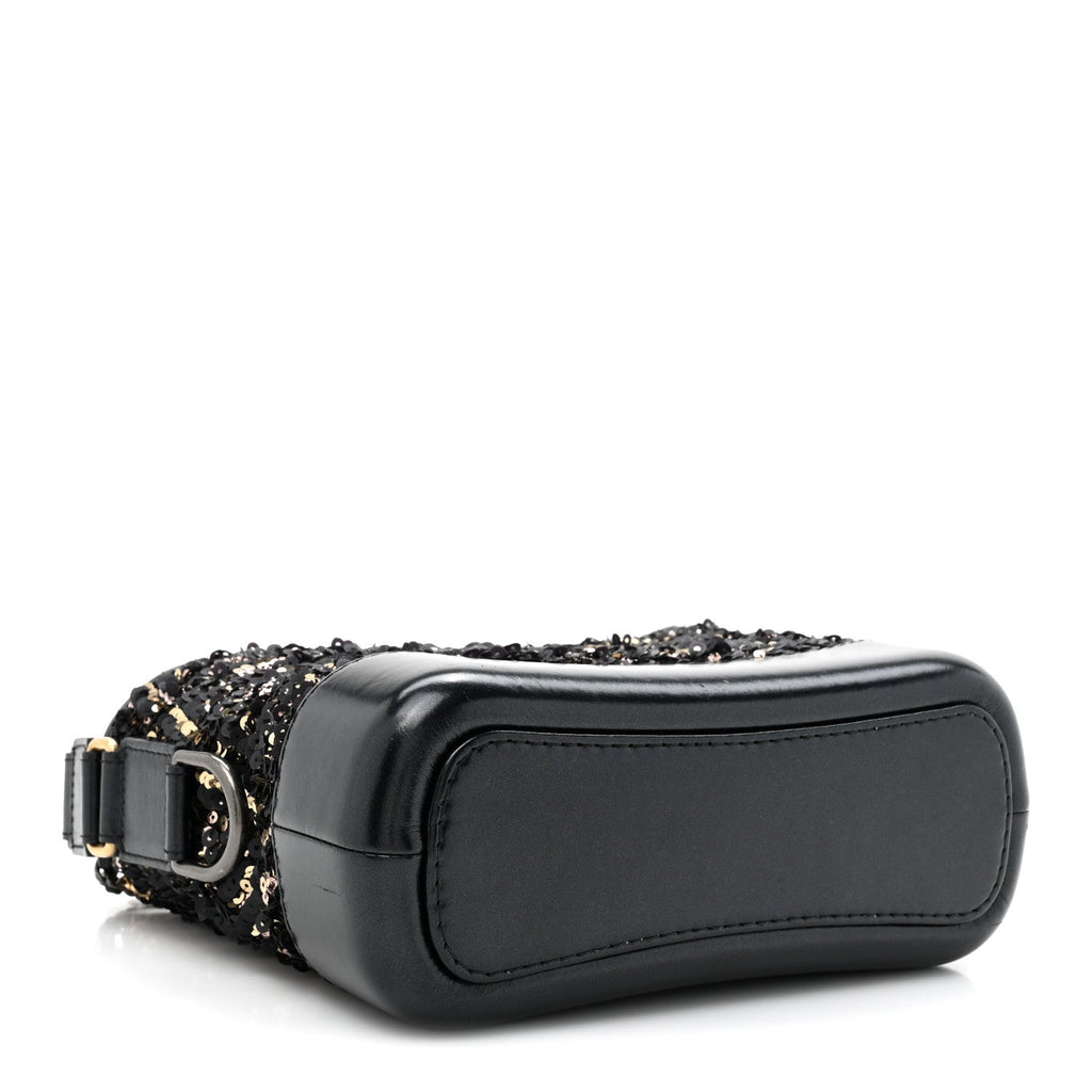 Sequin Calfskin Small Gabrielle Hobo Black Gold